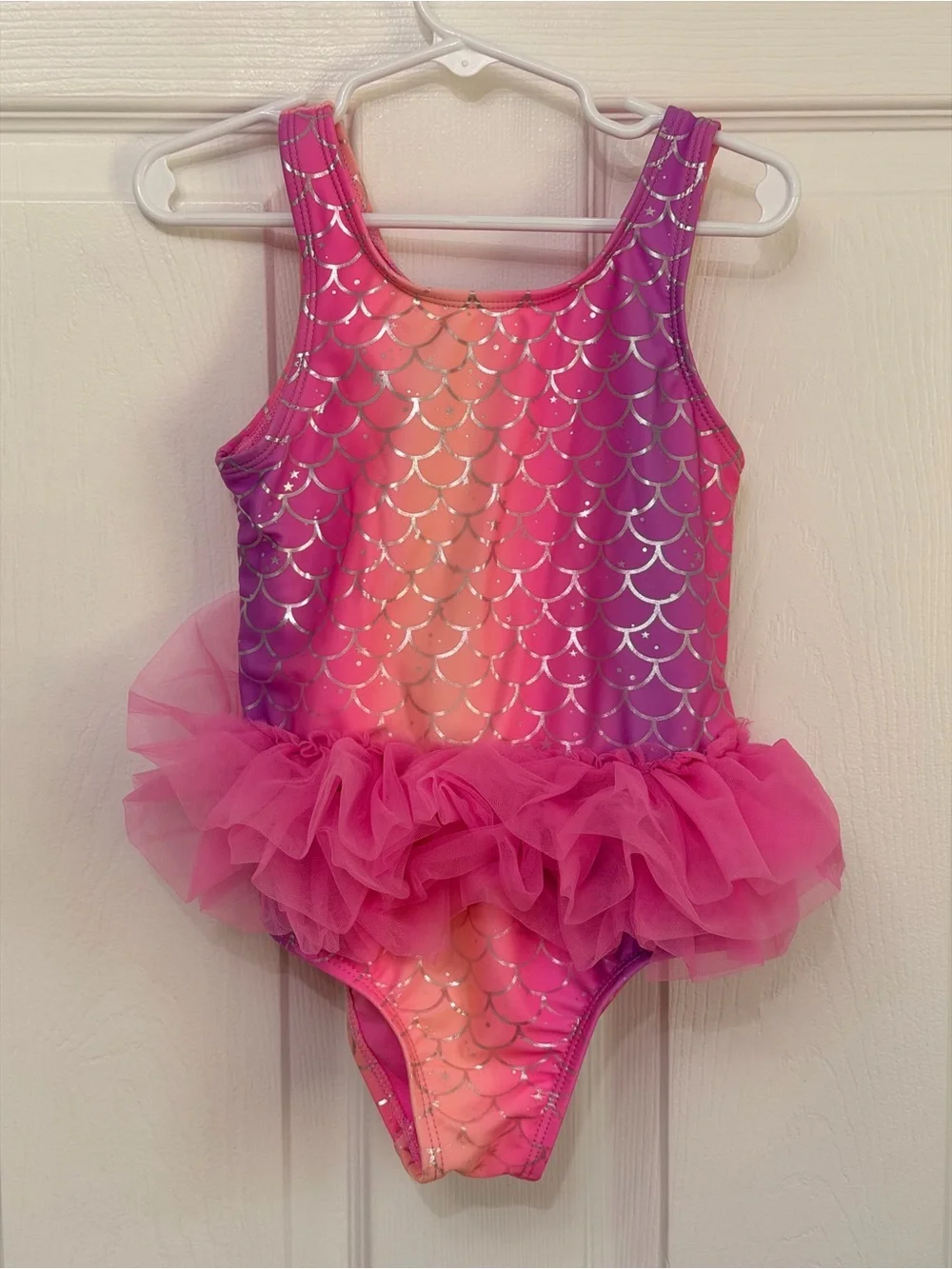Wonder Nation Toddler Girl Mermaid Tutu One- Piece Swimsuit Size 5T Pink Purple